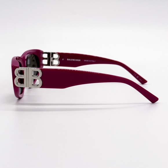 NEW BALENCIAGA BB0095S 017 OVAL FUCHSIA GREY WOMEN SUNGLASSES BALENCIAGA - Picture 6 of 10
